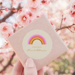 Sticker Rond Simple Cute Retro Rainbow Cadeau Personnalisé De