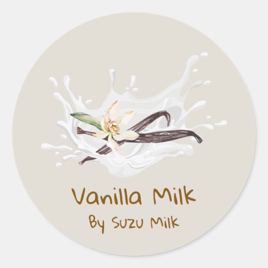 Sticker Rond Simple Cute Vanilla Milk Label (Devant)