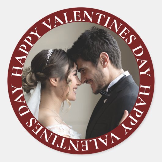 Sticker Rond Simple Dark Red Photo Saint Valentin (Devant)