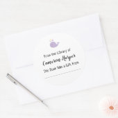 Sticker Rond Simple de la bibliothèque de livres, baleine viole (Enveloppe)