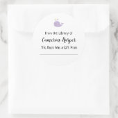 Sticker Rond Simple de la bibliothèque de livres, baleine viole (Sac)