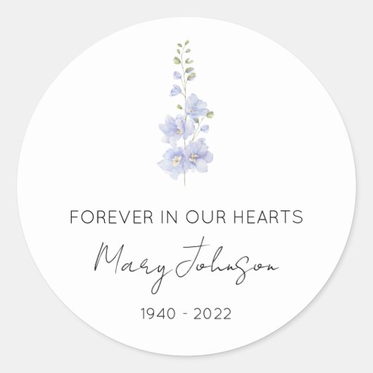 Sticker Rond Simple Delphinium Mémorial (Devant)