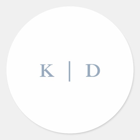 Sticker Rond Simple Dusty Blue élégant Monogramme de mariage (Devant)