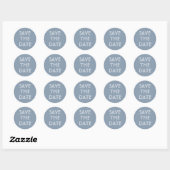 Sticker Rond Simple Dusty Blue Enregistrer L'Autocollant Date (Feuille)
