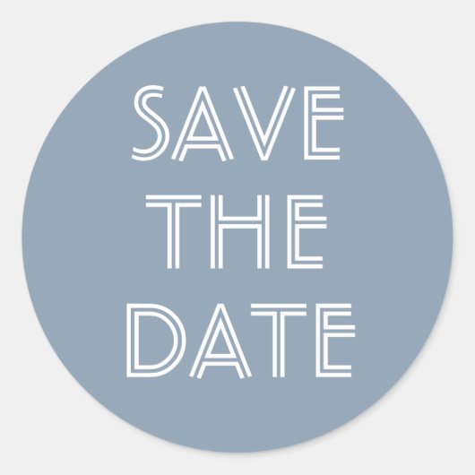 Sticker Rond Simple Dusty Blue Enregistrer L'Autocollant Date (Devant)