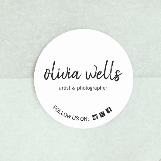 Sticker Rond Simple écriture manuscrite police sociale icône de