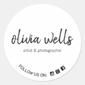 Sticker Rond Simple écriture manuscrite police sociale icône de (Devant)