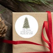 Sticker Rond Simple élégant Arbre de Noël Adresse de retour