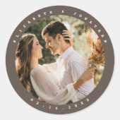Sticker Rond Simple Elegant Beige Brown Neutre Mariage Photo (Devant)