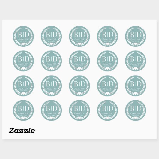 Sticker Rond Simple Elegant Bride and Groom Monogram (Feuille)