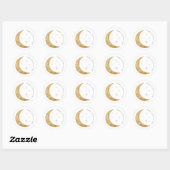 Sticker Rond Simple Elégant Celestial Gold Moon Stars Mariage (Feuille)