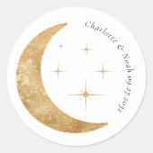 Sticker Rond Simple Elégant Celestial Gold Moon Stars Mariage (Devant)