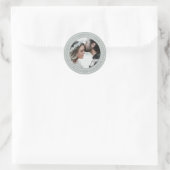 Sticker Rond Simple Elegant Enregistrer la date Mariage Photo G (Sac)