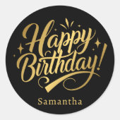 Sticker Rond Simple élégant Joyeux Anniversaire (Devant)