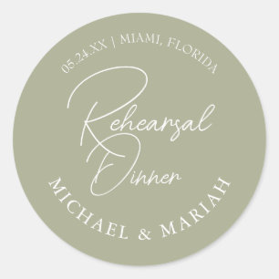 Sticker Rond Simple Élégant La Veille du Dîner de Répétition 