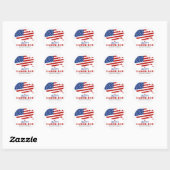 Sticker Rond Simple Elegant Labor Day avec drapeau américain (Feuille)