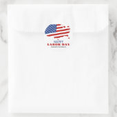 Sticker Rond Simple Elegant Labor Day avec drapeau américain (Sac)