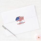 Sticker Rond Simple Elegant Labor Day avec drapeau américain (Enveloppe)