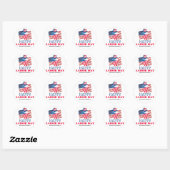Sticker Rond Simple Elegant Labor Day avec drapeau américain (Feuille)