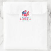 Sticker Rond Simple Elegant Labor Day avec drapeau américain (Sac)