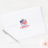 Sticker Rond Simple Elegant Labor Day avec drapeau américain (Enveloppe)