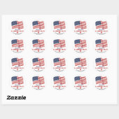Sticker Rond Simple Elegant Labor Day avec drapeau américain (Feuille)