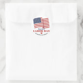Sticker Rond Simple Elegant Labor Day avec drapeau américain (Sac)