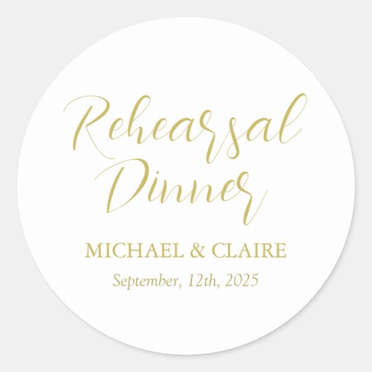 Sticker Rond Simple Élégant Mariage de la répétition moderne (Devant)