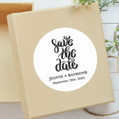 Sticker Rond Simple Élégant Mariage Écriture Bohème Date de Sau