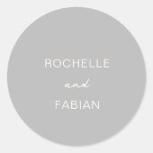 Sticker Rond Simple Élégant Mariage Gris (Devant)