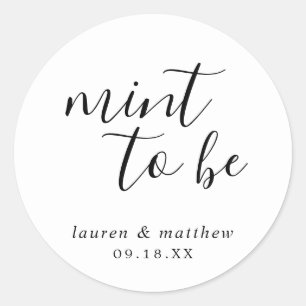 Sticker Rond Simple Élégant Mariage Noir et Blanc