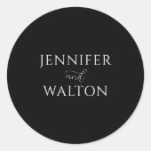 Sticker Rond Simple Elegant mariage noir et blanc (Devant)