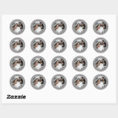 Sticker Rond Simple Elégant Mariage Photo Grey Adresse de retou (Feuille)