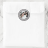 Sticker Rond Simple Elégant Mariage Photo Grey Adresse de retou (Sac)