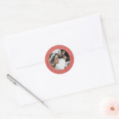 Sticker Rond Simple Elégant Mariage Photo Rouge Adresse de reto (Enveloppe)