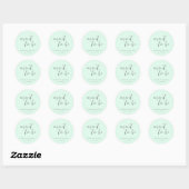 Sticker Rond Simple Élégant Mariage Vert Menthe (Feuille)