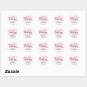 Sticker Rond Simple Élégant Merci Blush Rose Girl (Feuille)
