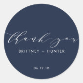 Sticker Rond Simple Elegant Merci Marine Mariage (Devant)