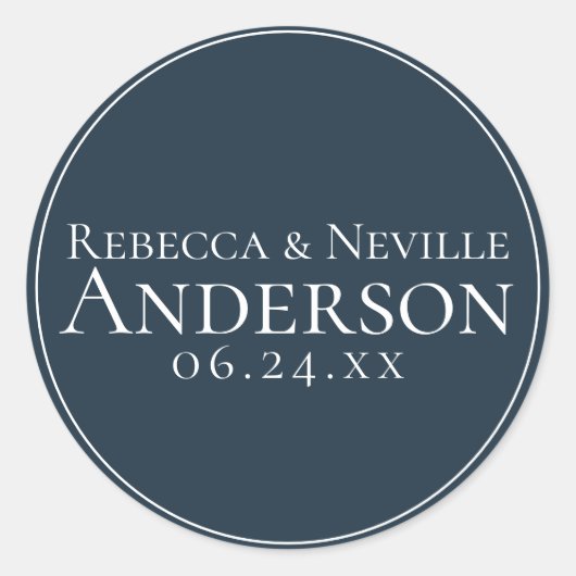 Sticker Rond Simple Elegant Moderne Marine Mariage de texte ble (Devant)