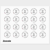 Sticker Rond Simple Elegant Noir Blanc Mariage Enregistrer la d (Feuille)