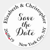 Sticker Rond Simple Elegant Noir Blanc Mariage Enregistrer la d (Devant)