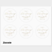 Sticker Rond Simple Élégant Or Calligraphie Script Baptême (Feuille)
