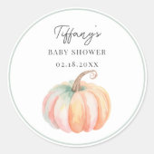 Sticker Rond Simple Elegant Petit Citrouille Baby shower Automn (Devant)