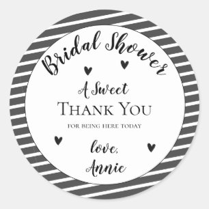 Sticker Rond Simple Élégant Remerciement de Mariage Blanc Noir