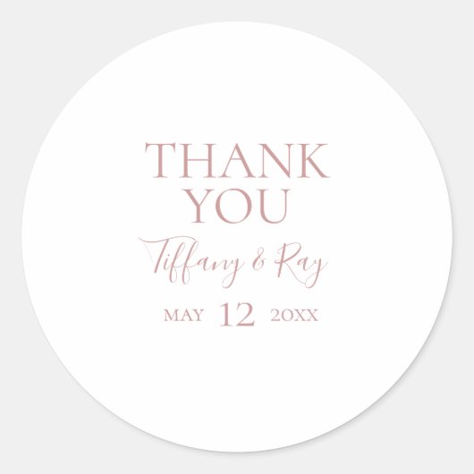 Sticker Rond Simple Elegant Rose Gold Merci mariage Faveur (Devant)