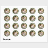 Sticker Rond Simple Elegant Sage Green Green Green Photo Mariag (Feuille)