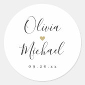 Sticker Rond Simple élégant script couple de noms mariage (Devant)