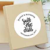 Sticker Rond Simple Élégant Script Sauvegarder La Date Mariage
