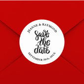 Sticker Rond Simple Élégant Script Sauvegarder La Date Mariage