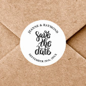 Sticker Rond Simple Élégant Script Sauvegarder La Date Mariage